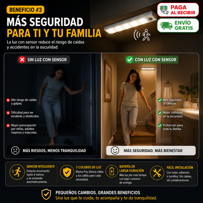 💡 Luz LED Blanca Recargable Con Sensor de Movimiento 🔥